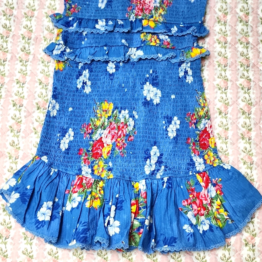 Loveshackfancy ๐ Sonora Smocked Floral Blue Ruffle Dress S - Picture 10 of 16